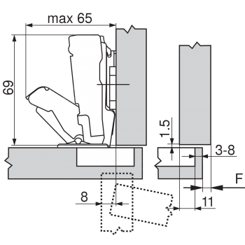 Zawias Blum 170' nakładany, CLIP TOP, 71T6550